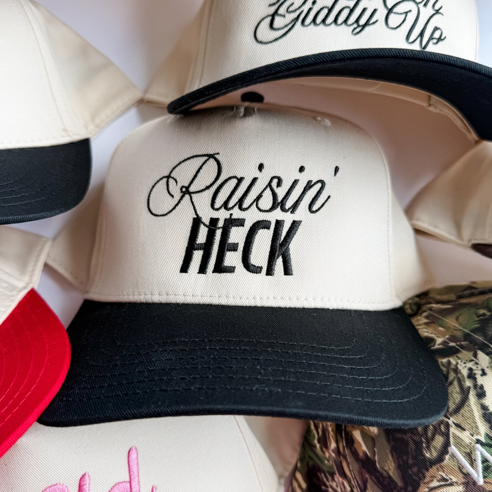 Coco & Rho Raisin' Heck - Trucker Hat — detail close-up