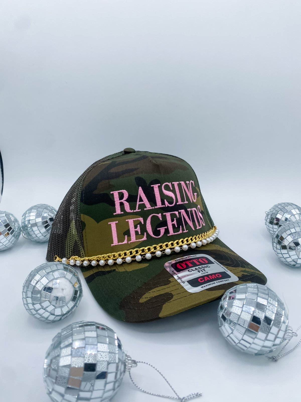 Coco & Rho Raising Legends Pink Camo - Trucker Hat — detail close-up