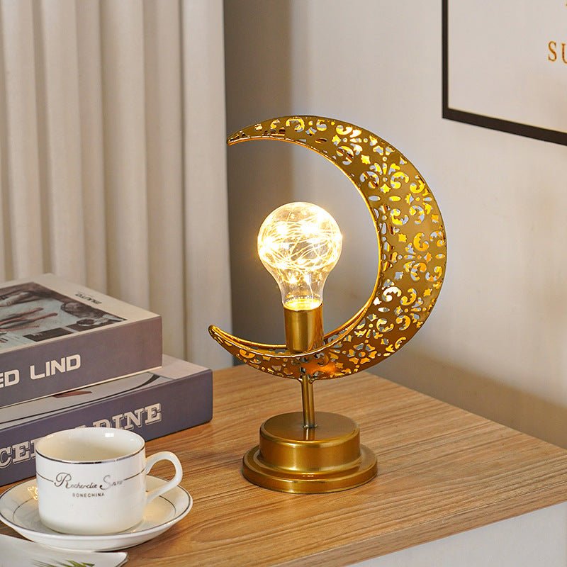 Ramadan Iron Star & Crescent Lamp Festive Candle Holder Decor (MAC399)