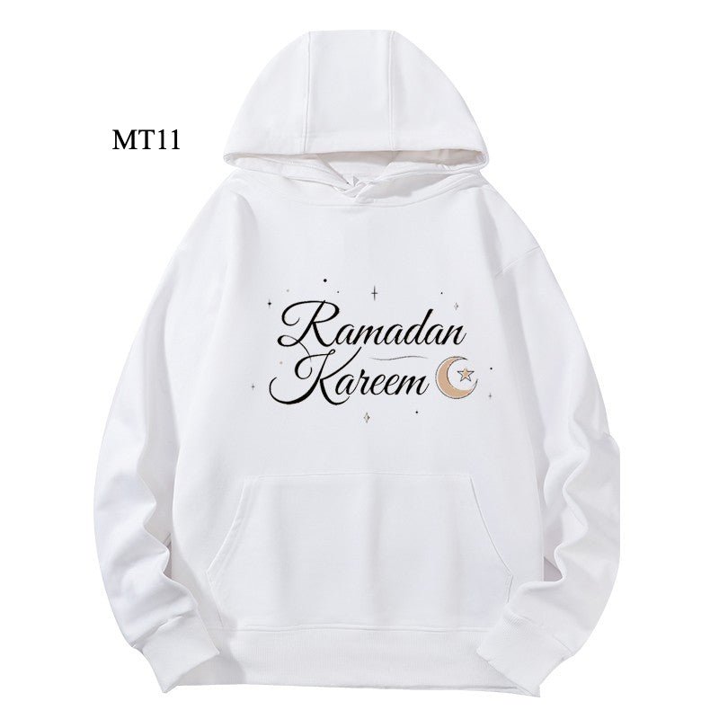 Mariam's Collection Ramadan Keffiyeh Customizable Hoodie t-shirt for Adults – High-Quality, Hooded… — construction detail