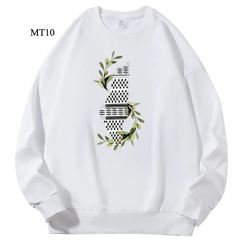 Mariam's Collection Ramadan Keffiyeh Customizable Sweatshirt for Adults – High-Quality, No-Hood… — fabric or material detail