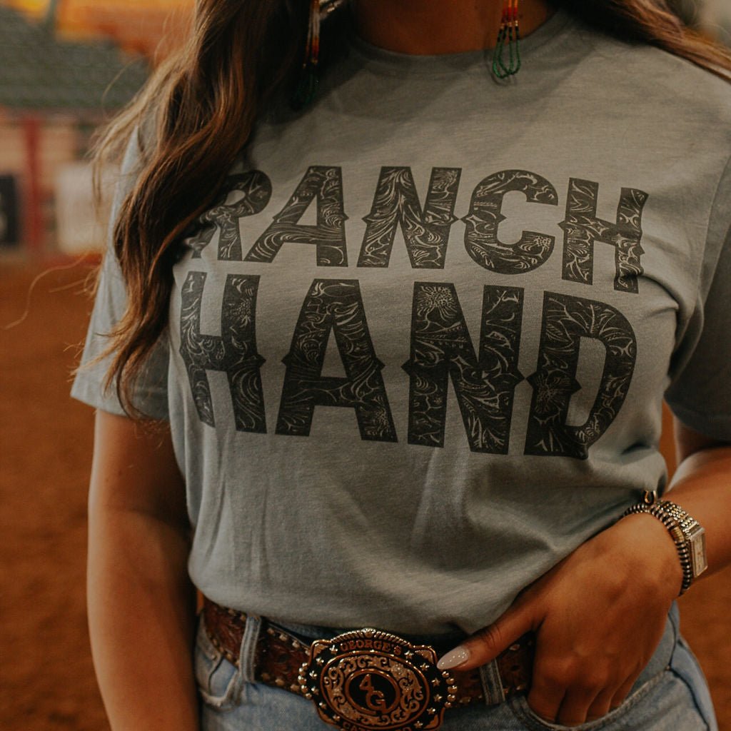 Wild Junkie Ranch Hand Graphic Tee — detail close-up