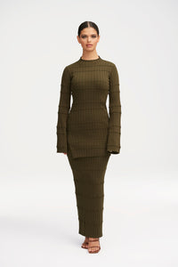 Rania Ribbed Knit Split Hem Top - Sage Clothing Veiled 