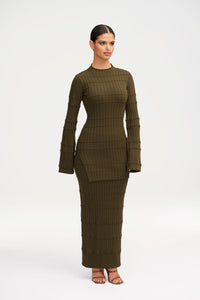 Rania Ribbed Knit Split Hem Top - Sage Clothing Veiled 