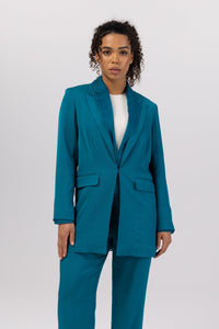 Rayan Organza Two Piece Blazer - Deep Lagoon Veiled 