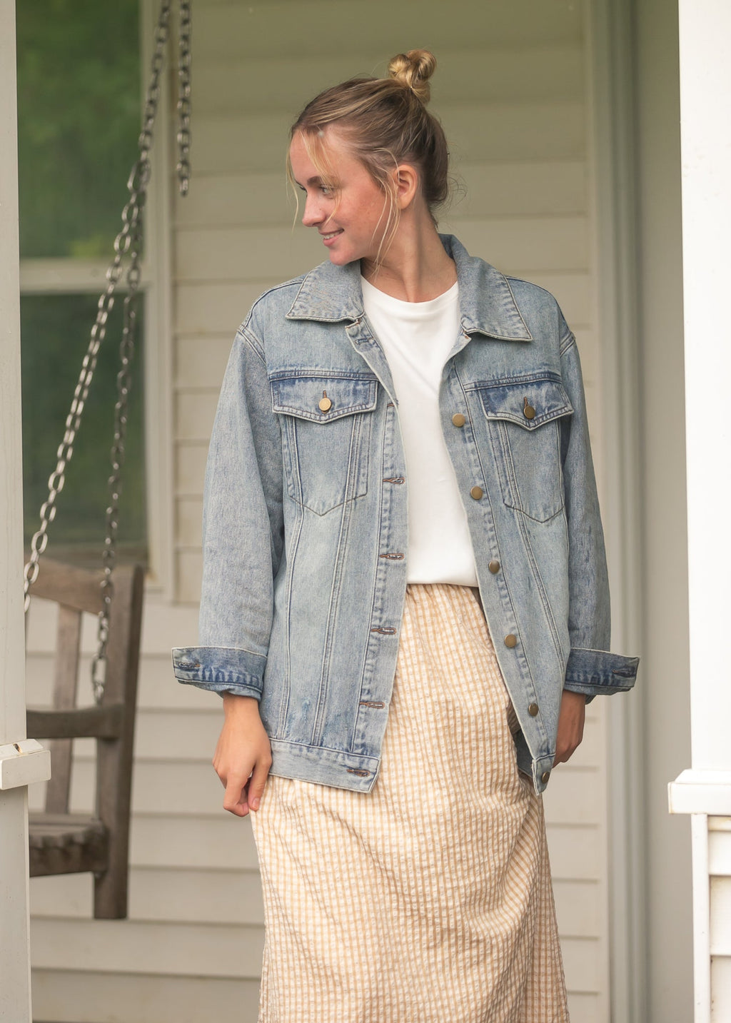 Inherit Co. Rayne Modern Gingham Maxi Skirt — flat-lay composition