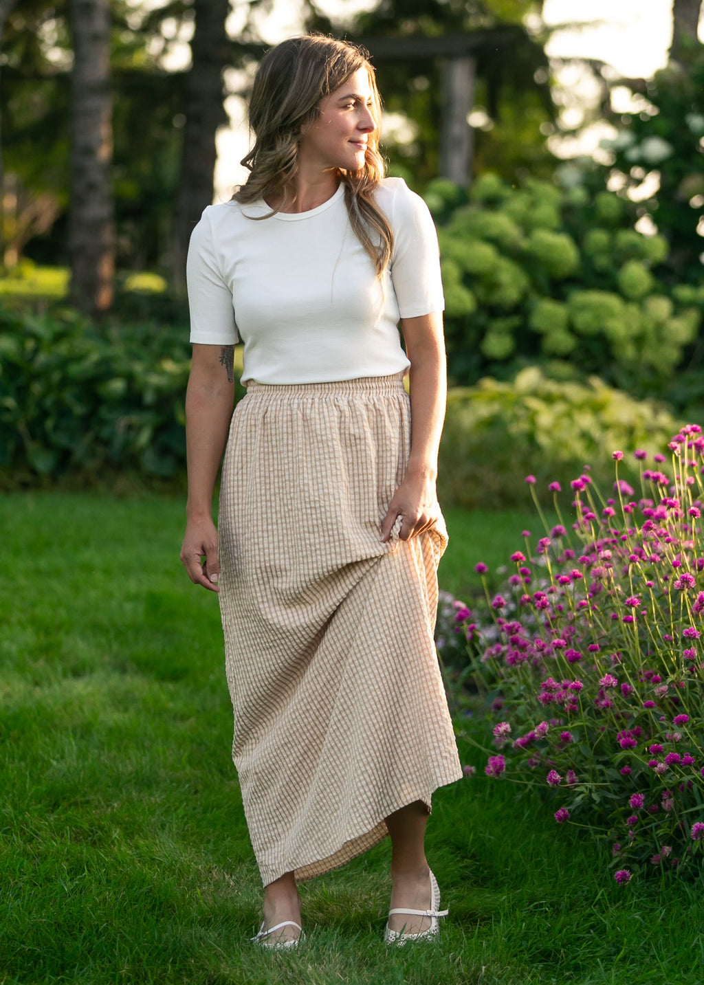 Inherit Co. Rayne Modern Gingham Maxi Skirt — size reference