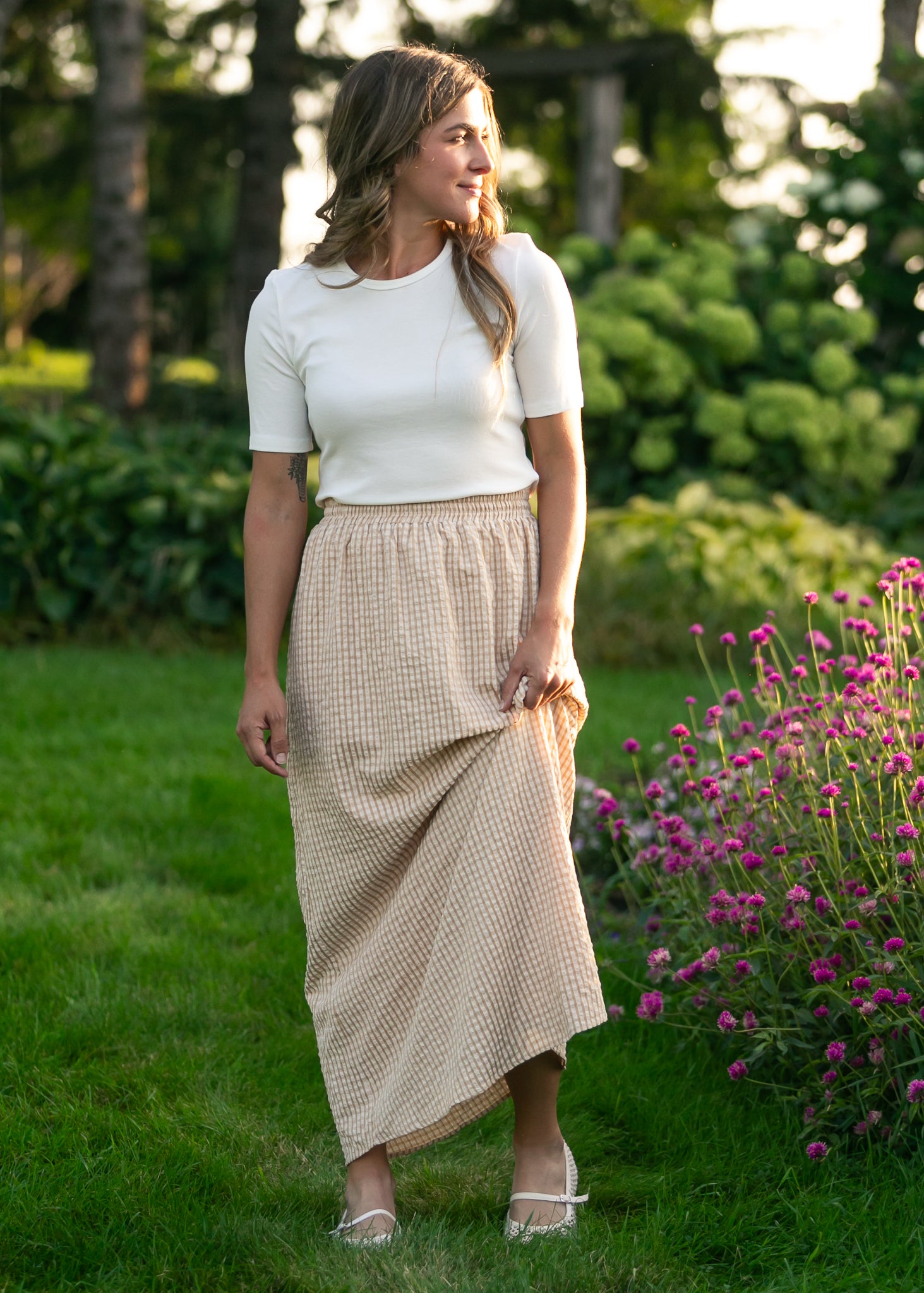 Inherit Co. Rayne Modern Gingham Maxi Skirt — size reference