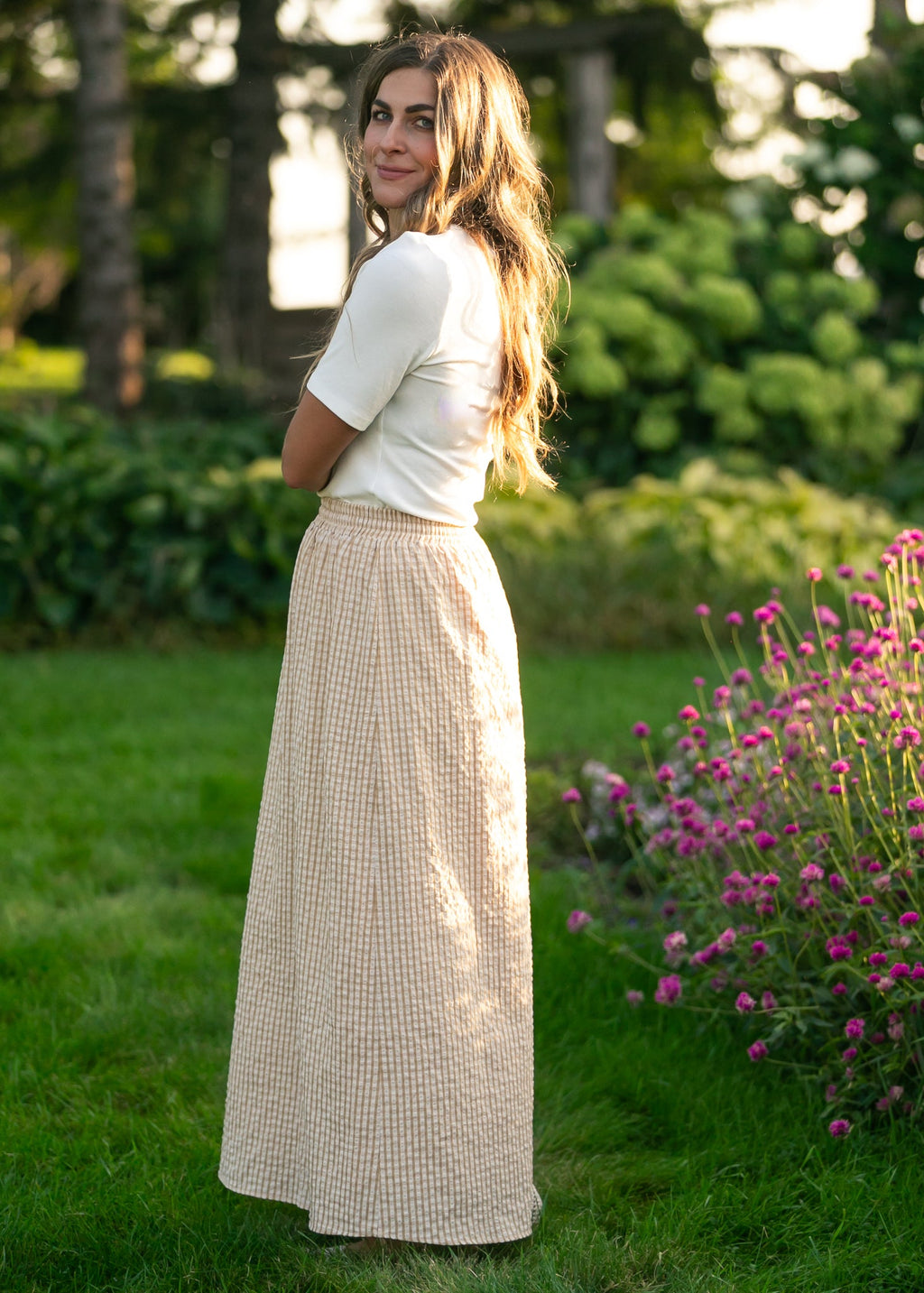 Inherit Co. Rayne Modern Gingham Maxi Skirt — color detail
