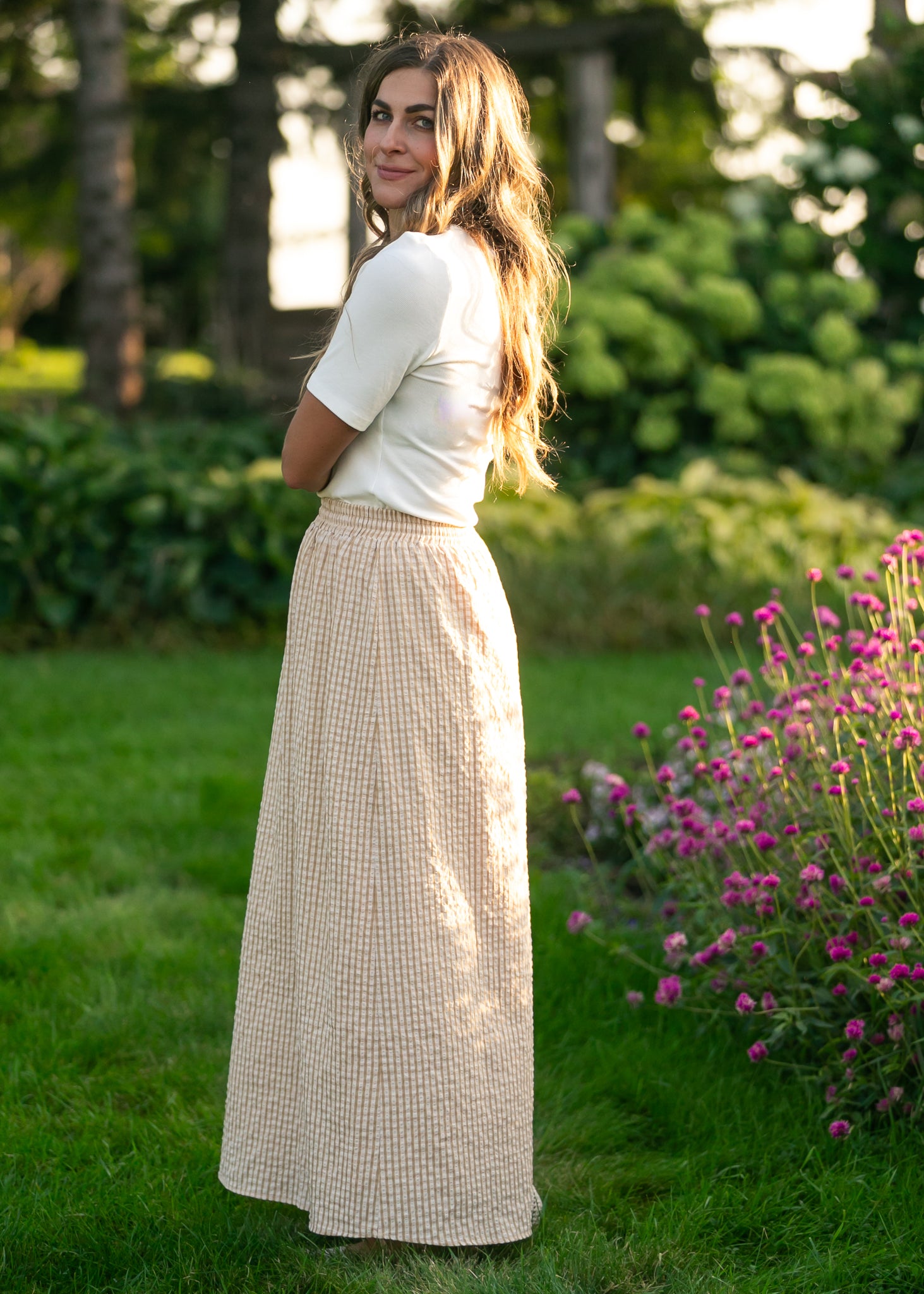 Inherit Co. Rayne Modern Gingham Maxi Skirt — color detail