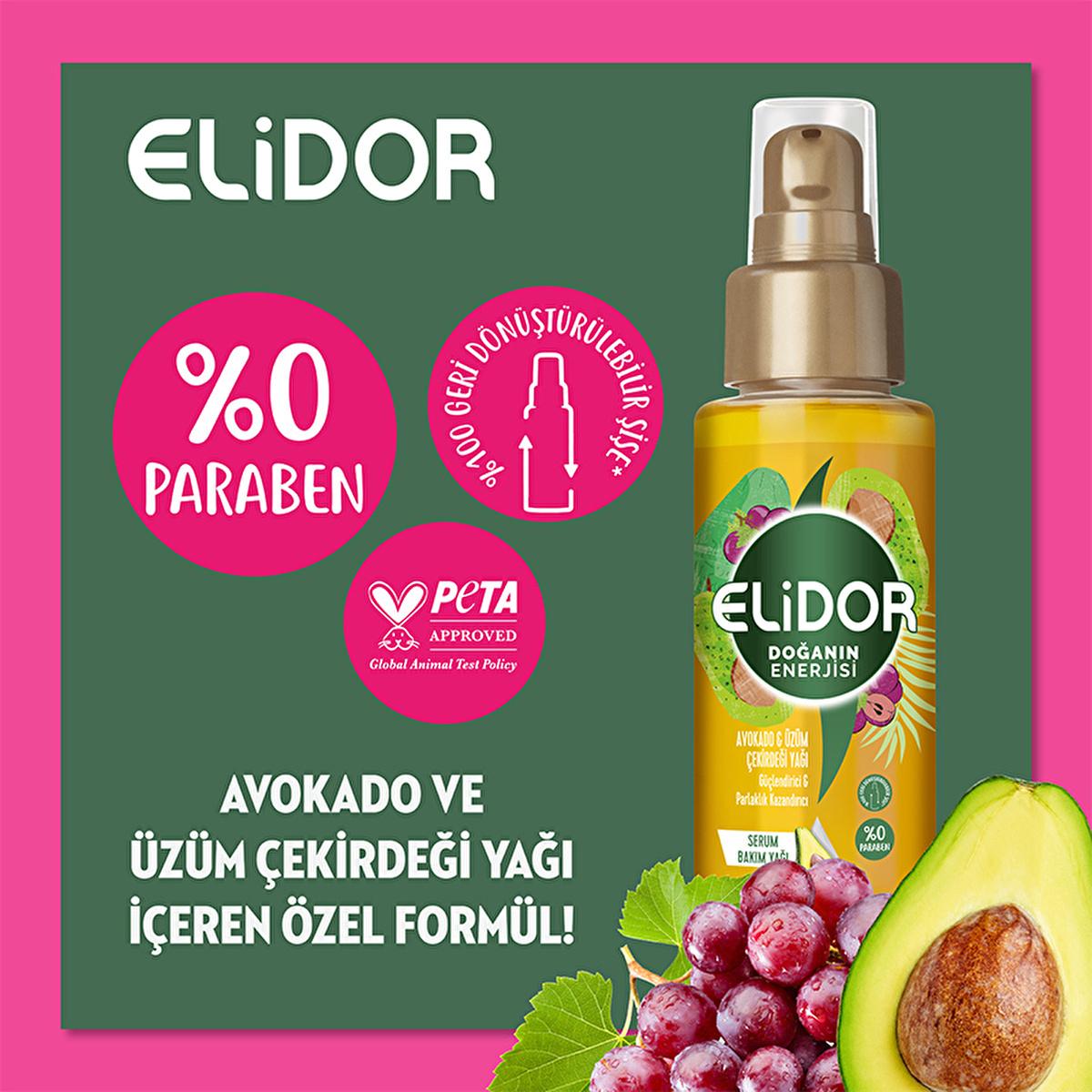 Elidor Avocado & Grape Seed Oil Hair Serum: Shine & Strength - Paraben Free, Lightweight Natural Hair Oil