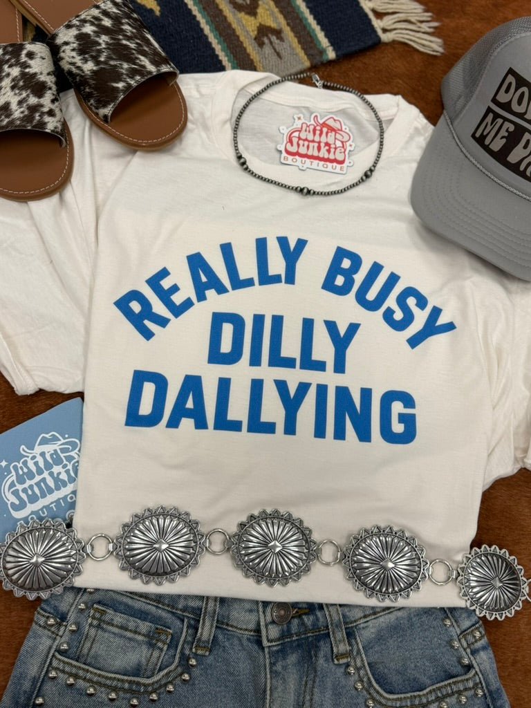 Wild Junkie Really Busy Dilly Dallying Graphic Tee — construction detail