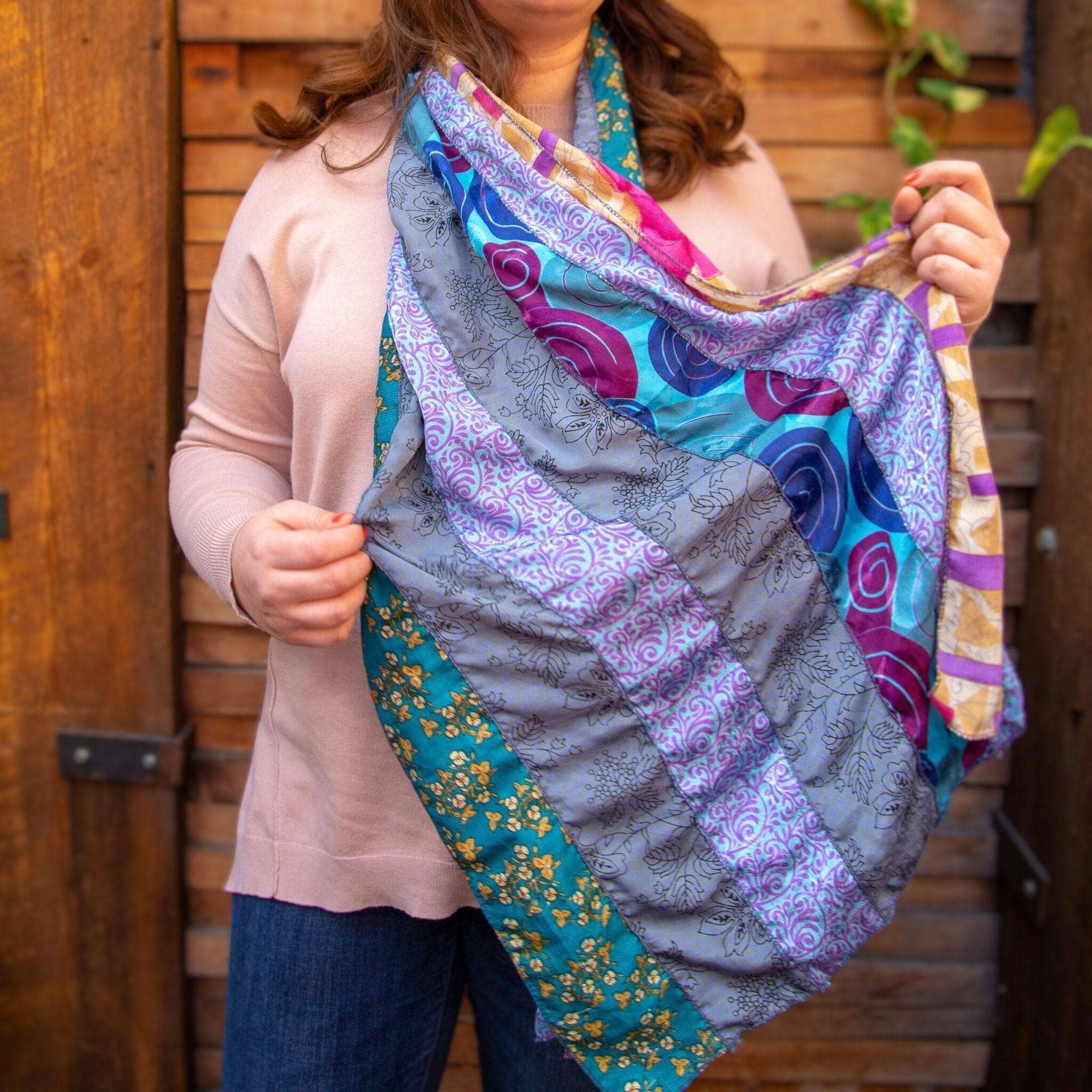 Darn Good Yarn The Original Medley Scarf. ♻️ Made from Sari Magic — detail shot 6