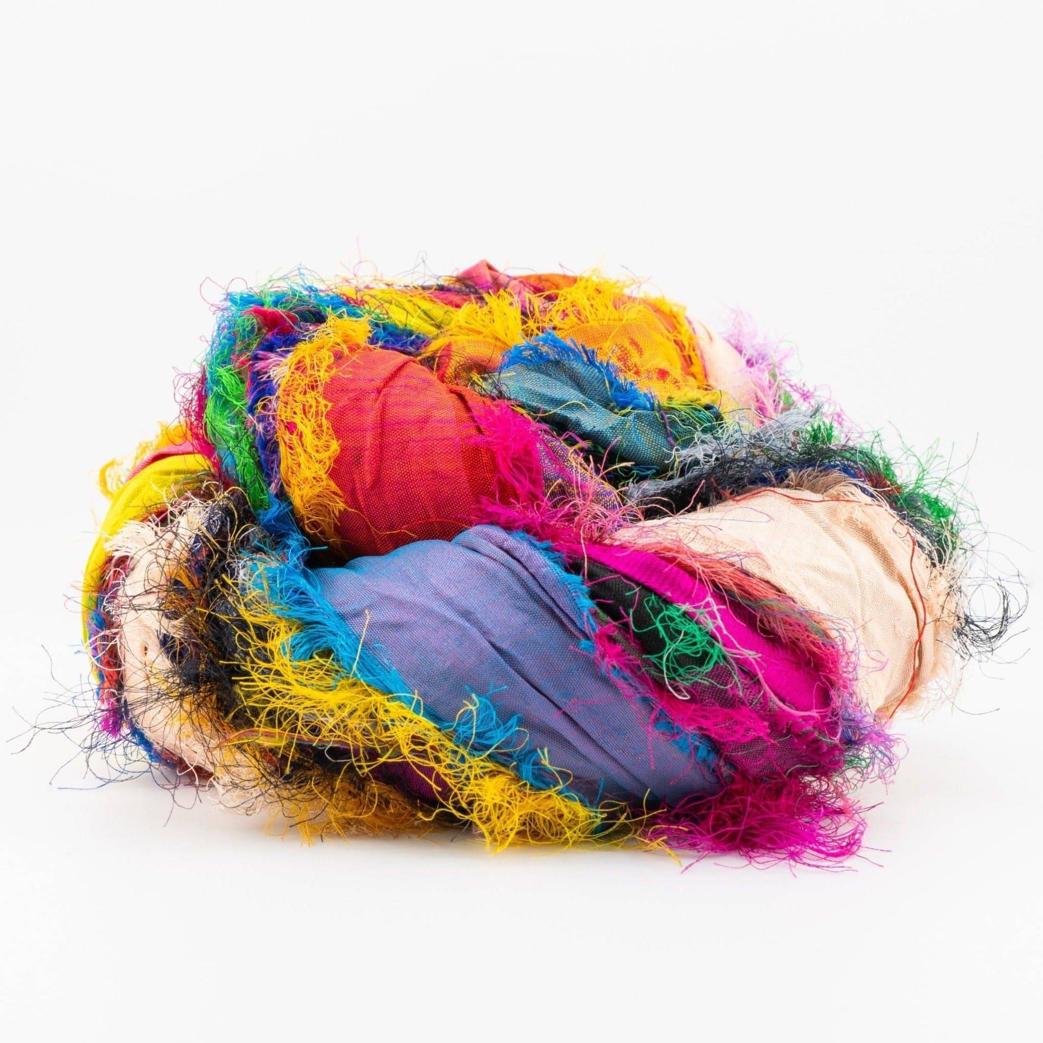 Darn Good Yarn "Nicole's Favorite Ribbon" Recycled Sari Silk "Tibet Jewels"-  Perfect for Crafting, Gift Wrap & More — lifestyle worn / used context