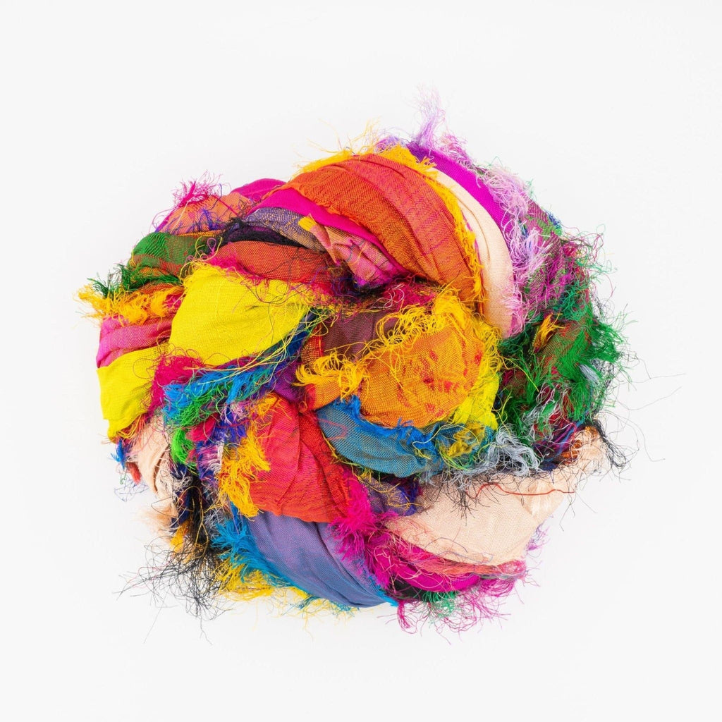 Darn Good Yarn "Nicole's Favorite Ribbon" Recycled Sari Silk "Tibet Jewels"-  Perfect for Crafting, Gift Wrap & More — yarn category context
