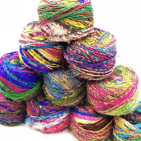 Darn Good Yarn Darn Good Yarn Recycled Silk Yarn "Spice Market" — detail shot 8