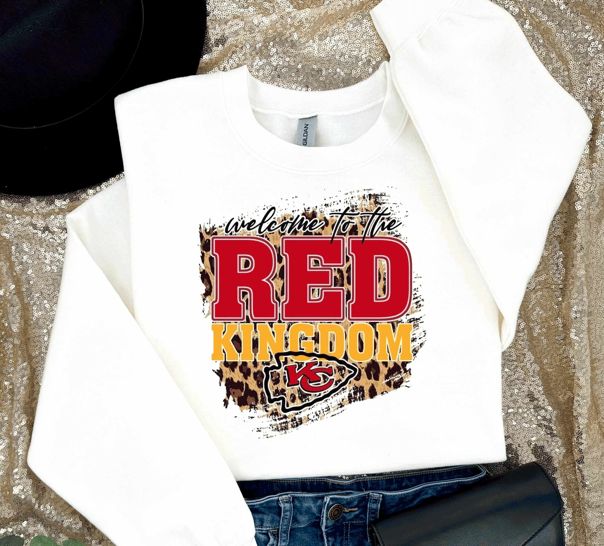 A Blessed Texas Mess Boutique Welcome to the Red Kingdom Football Sweatshirt, Chiefs T-shirt And Hoodie,… — main product shot