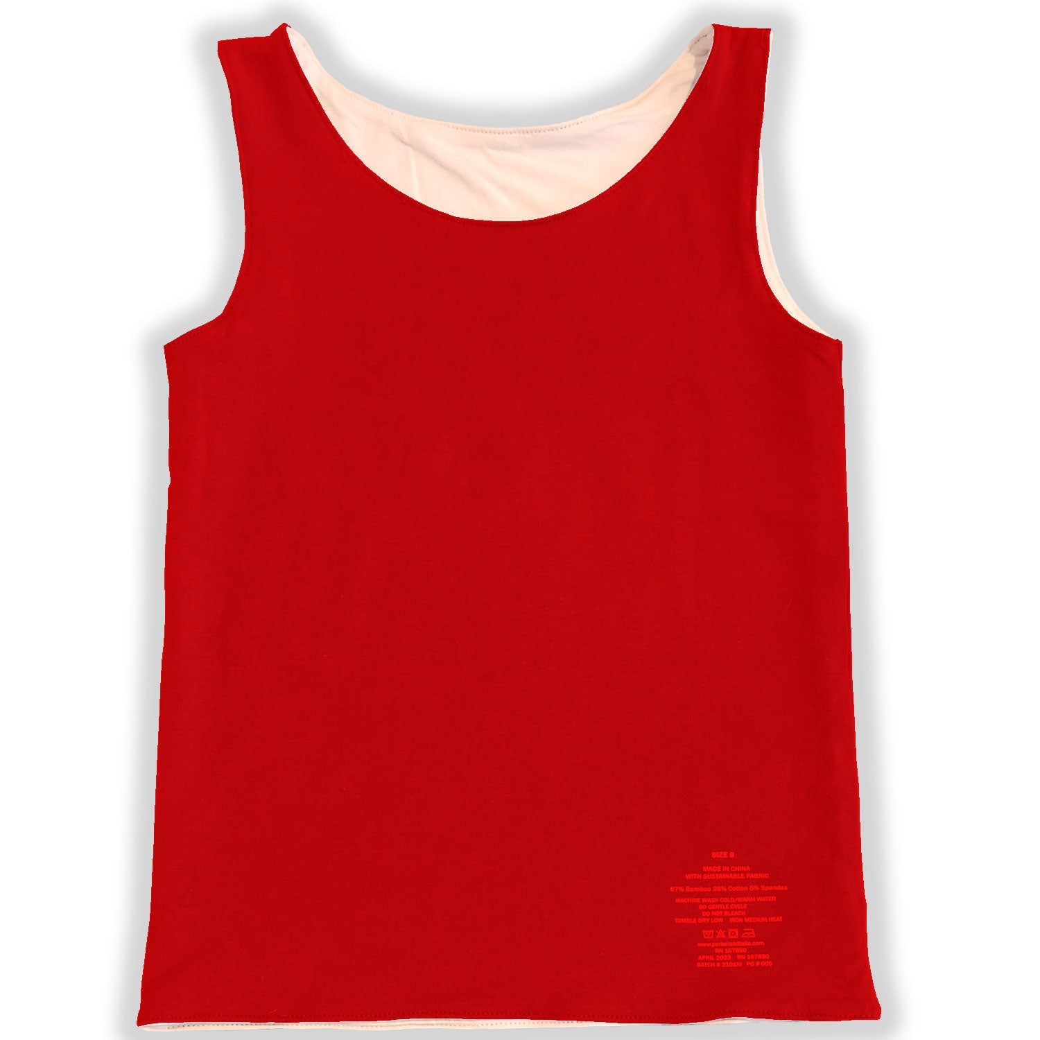 ParkerandTalia The Sensory Compression Comfort Reversible Tank - Red/White — sensory-friendly tank — main product shot
