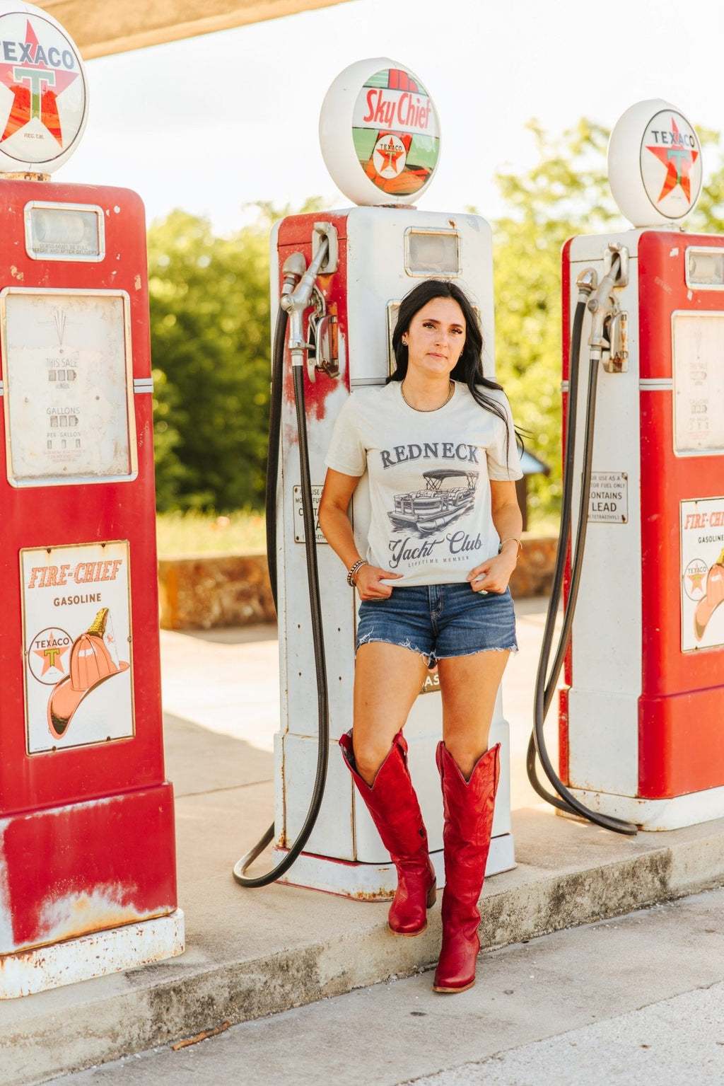Wild Junkie Redneck Yacht Club Graphic Tee — Wild Junkie branding close-up