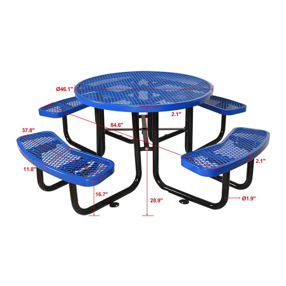 Large 46-Inch Heavy-Duty Round Outdoor Steel Picnic Table With Umbrella Hole (SAK96428) – SAKSBY WHOLESALE, view 13