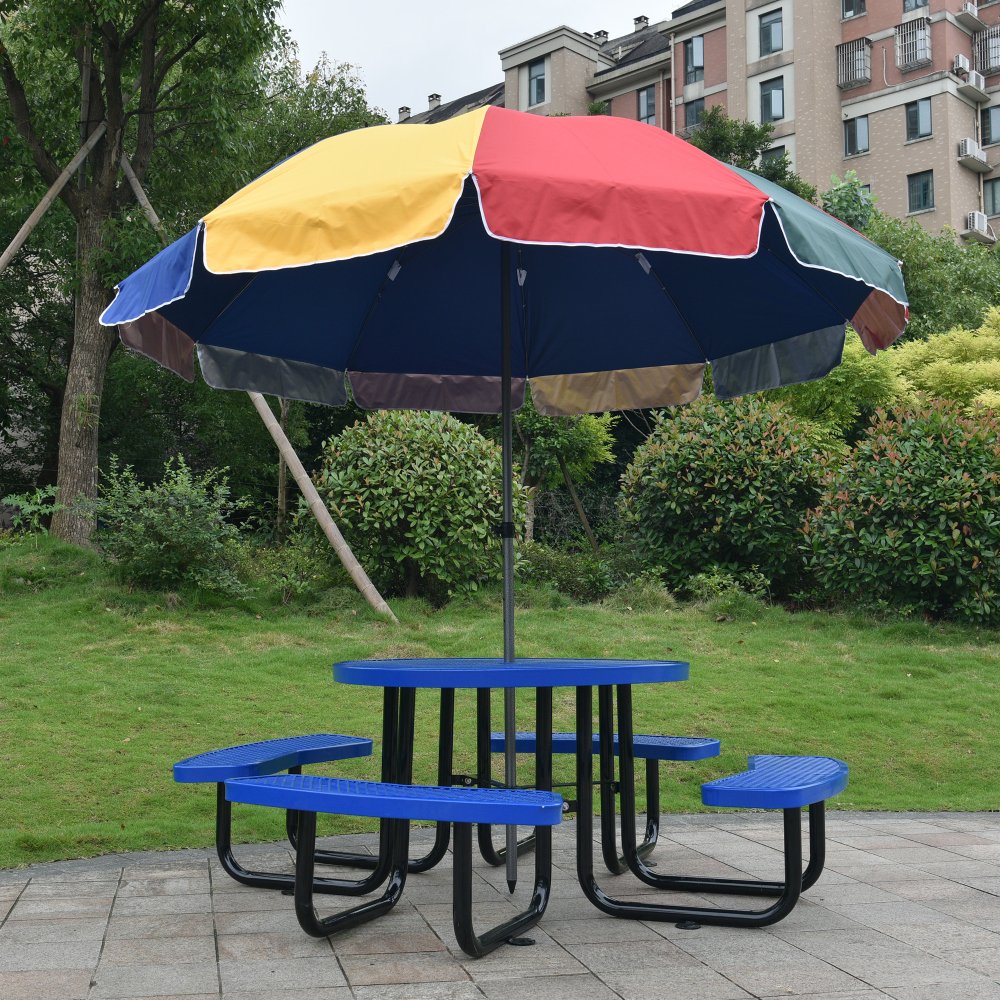 Large 46-Inch Heavy-Duty Round Outdoor Steel Picnic Table With Umbrella Hole (SAK96428) – SAKSBY WHOLESALE, view 5
