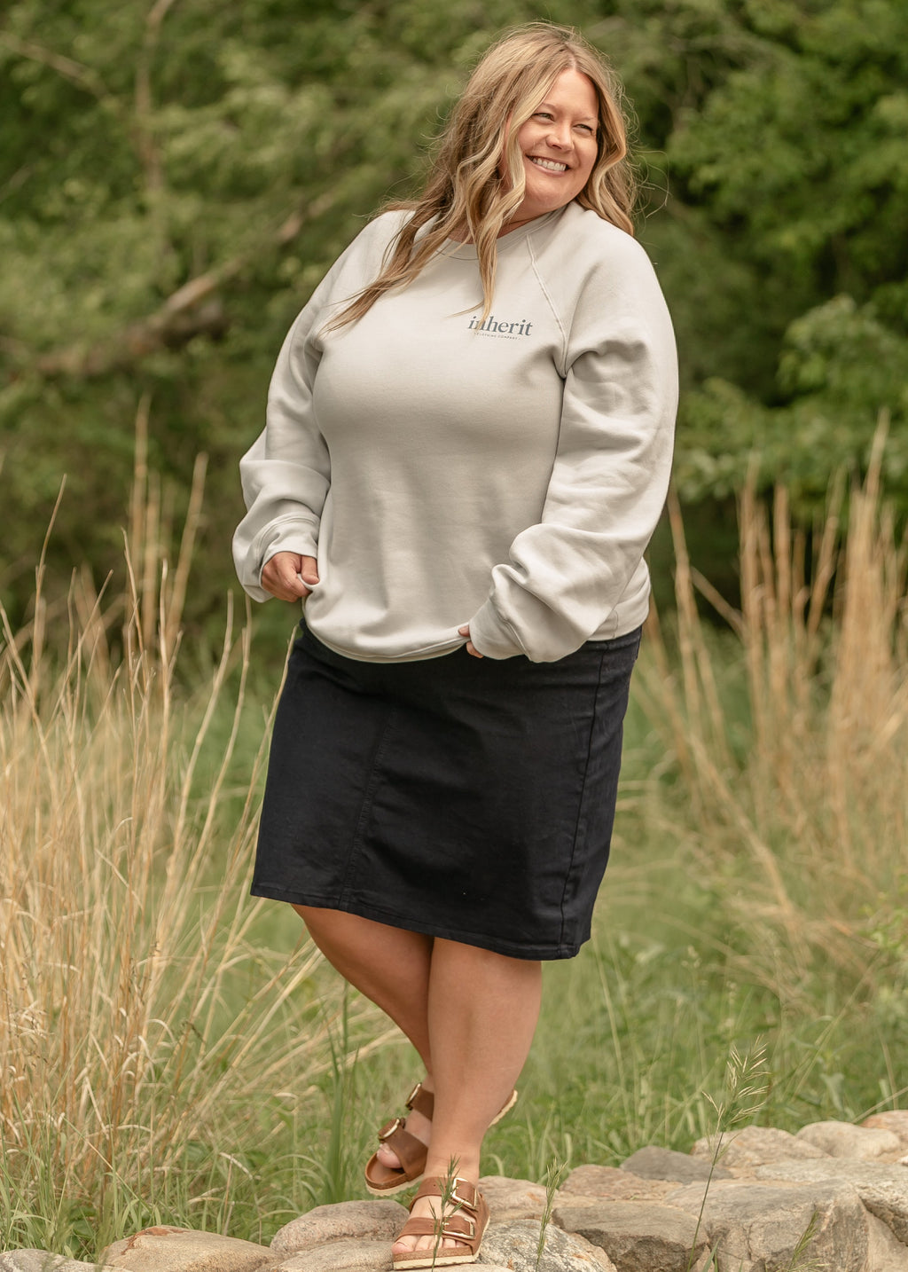 Inherit Co. Remi Navy Denim Midi Skirt — feature highlight