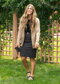 Inherit Co. Remi Onyx Black Denim Midi Skirt — detail close-up