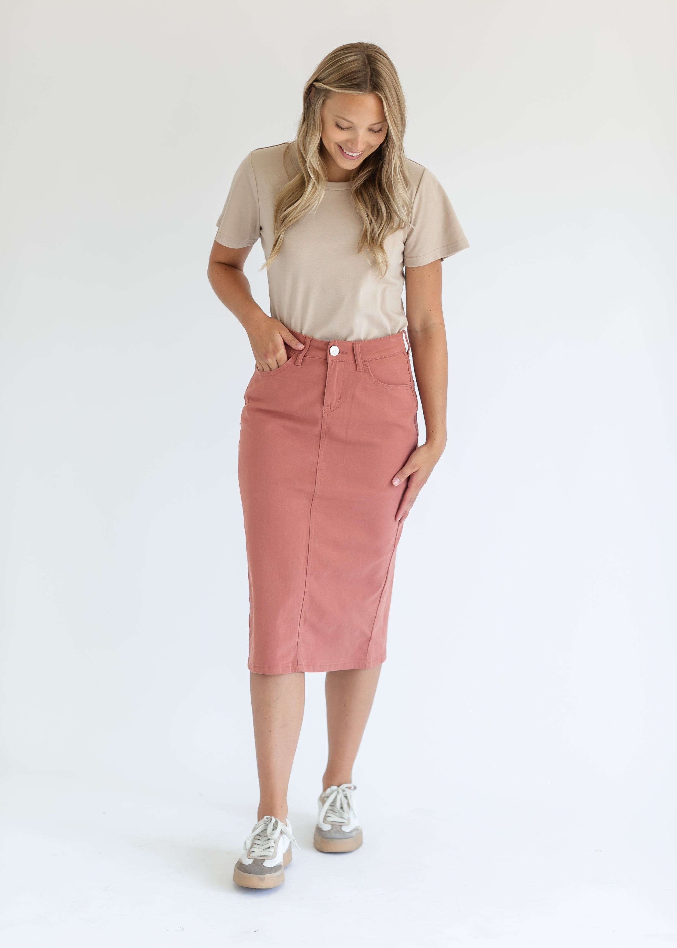 Inherit Co. Remi Sienna Denim Midi Skirt - FINAL SALE — color detail