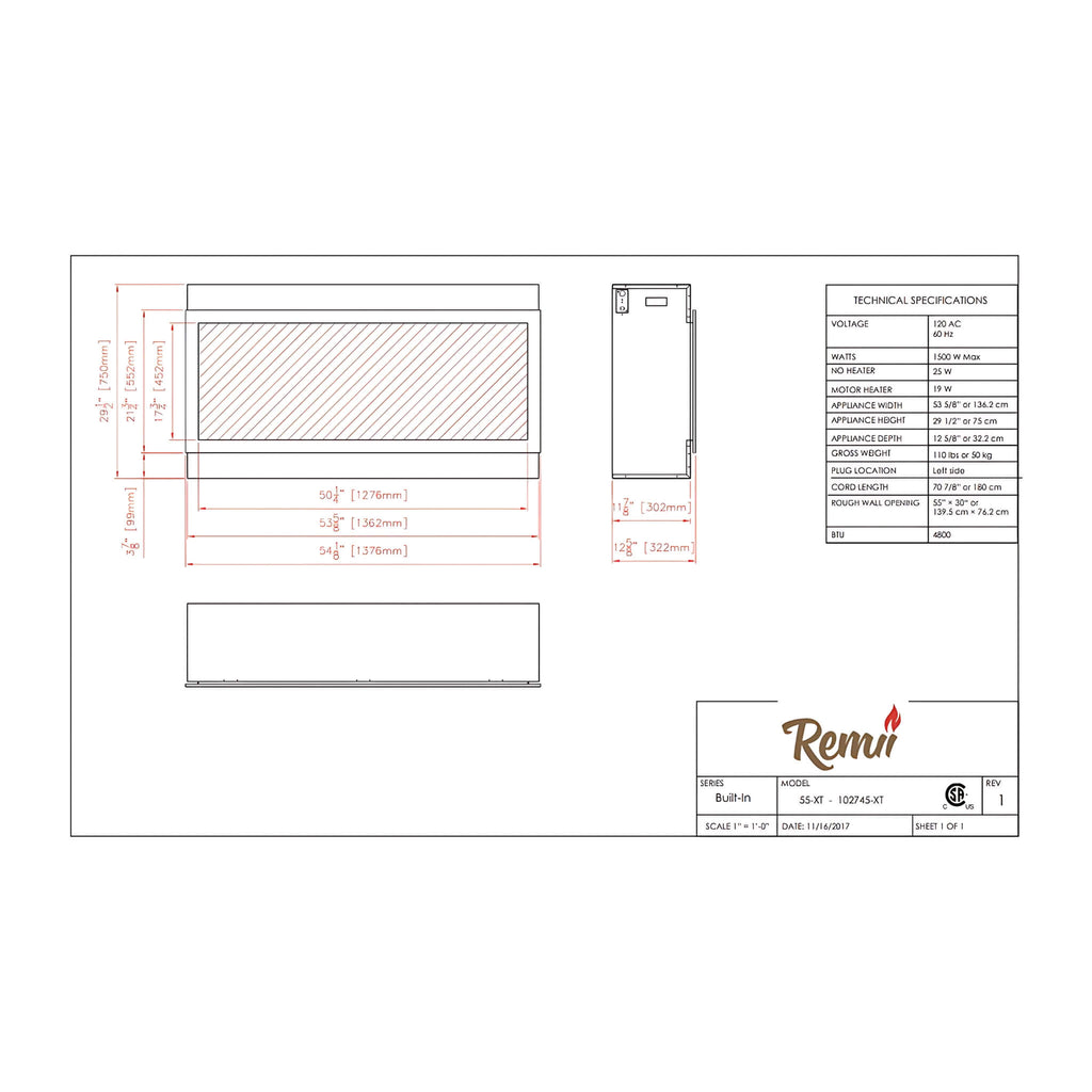 Remii Extra Tall 55-Inch Electric Fireplace With Remote Control [102755-XT] (SAK25578) – SAKSBY WHOLESALE, view 8