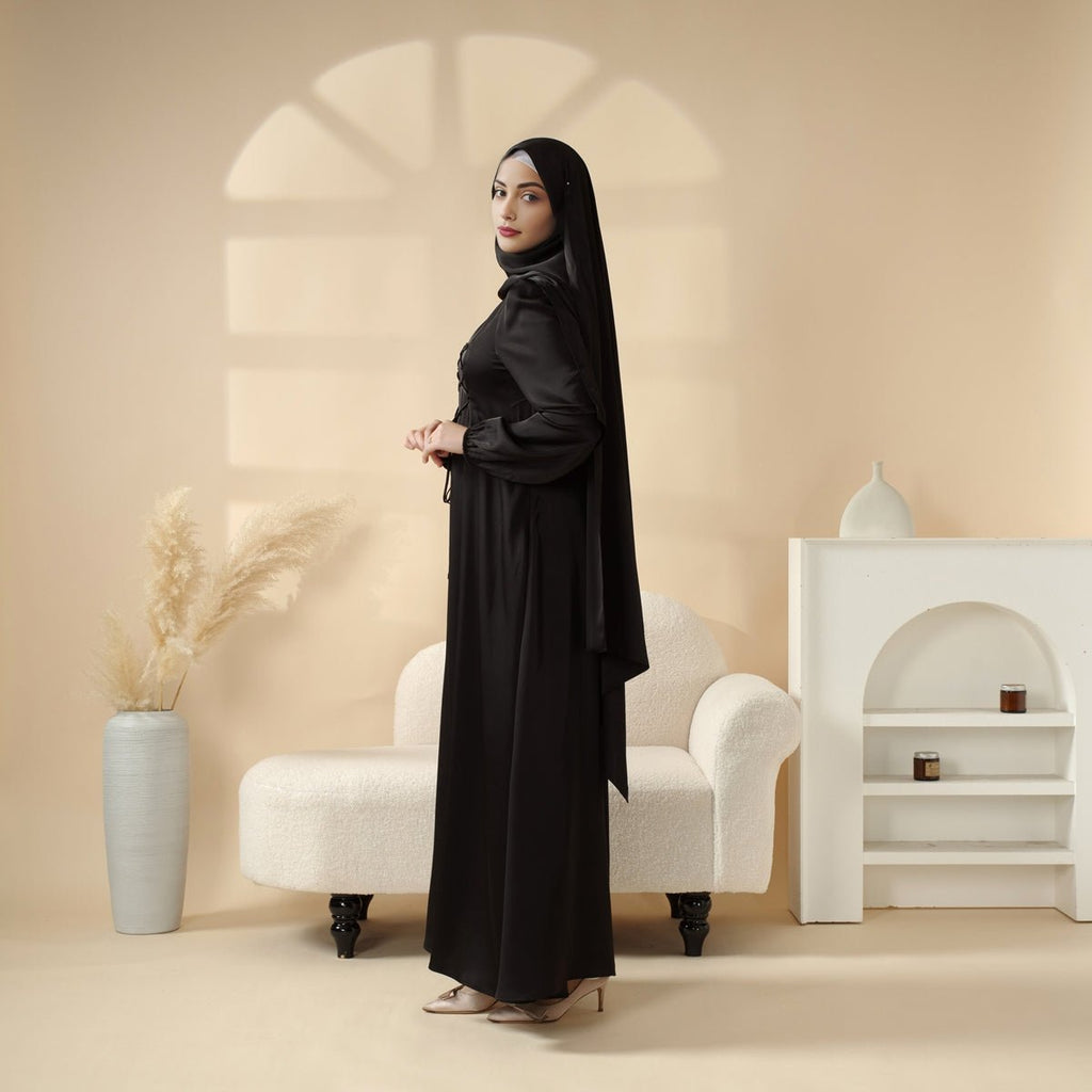 Mariam's Collection Removable Cross-Front Straps Design Premium Satin Dress Abaya (MA133) — product category context