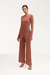 Remy Ribbed Knit Side Slit Top Clothing Veiled 