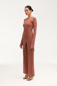 Remy Ribbed Knit Wide Leg Pants Clothing Veiled 