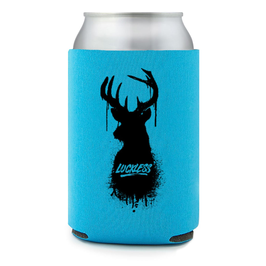 Luckless Outfitters Buck Can Koozie — detail close-up