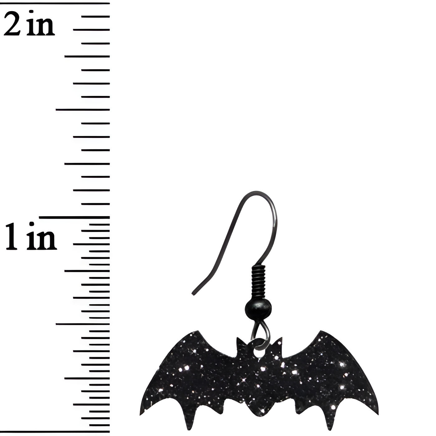 BodyCandy Glittery Black Bat Dangle Earrings — lifestyle context