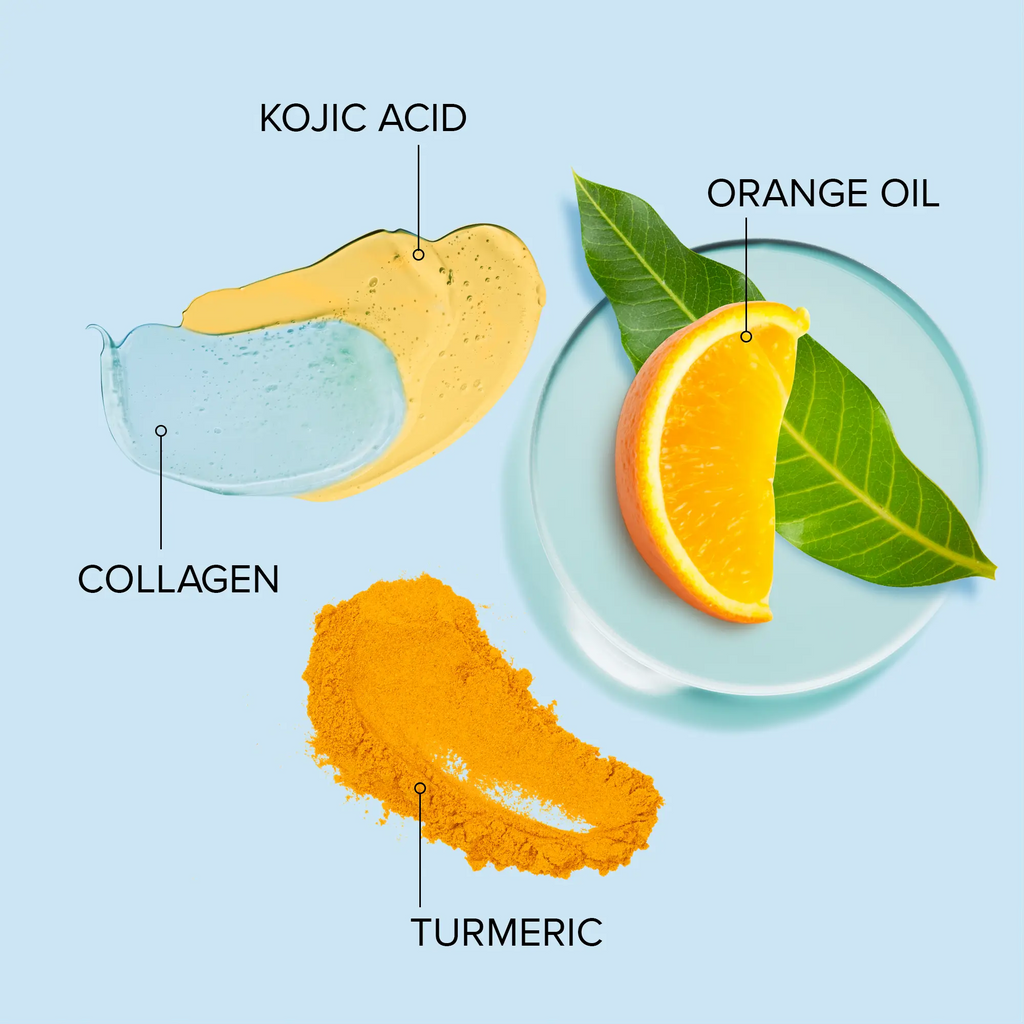 Maree Turmeric Kojic Soap & Scrub — Maree branding close-up