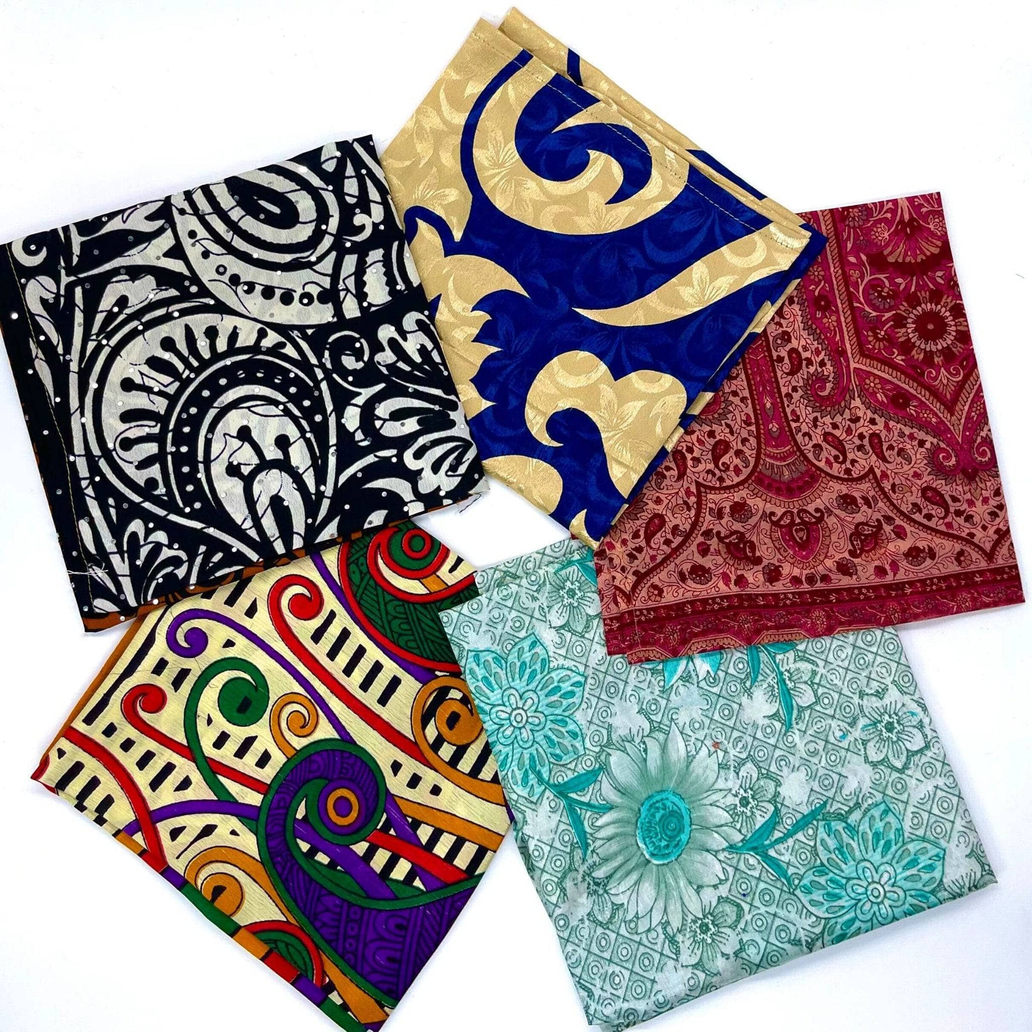 Darn Good Yarn Darn Good Yarn Reusable Sari Silk Gift Wrap - 5-pack — lifestyle worn / used context