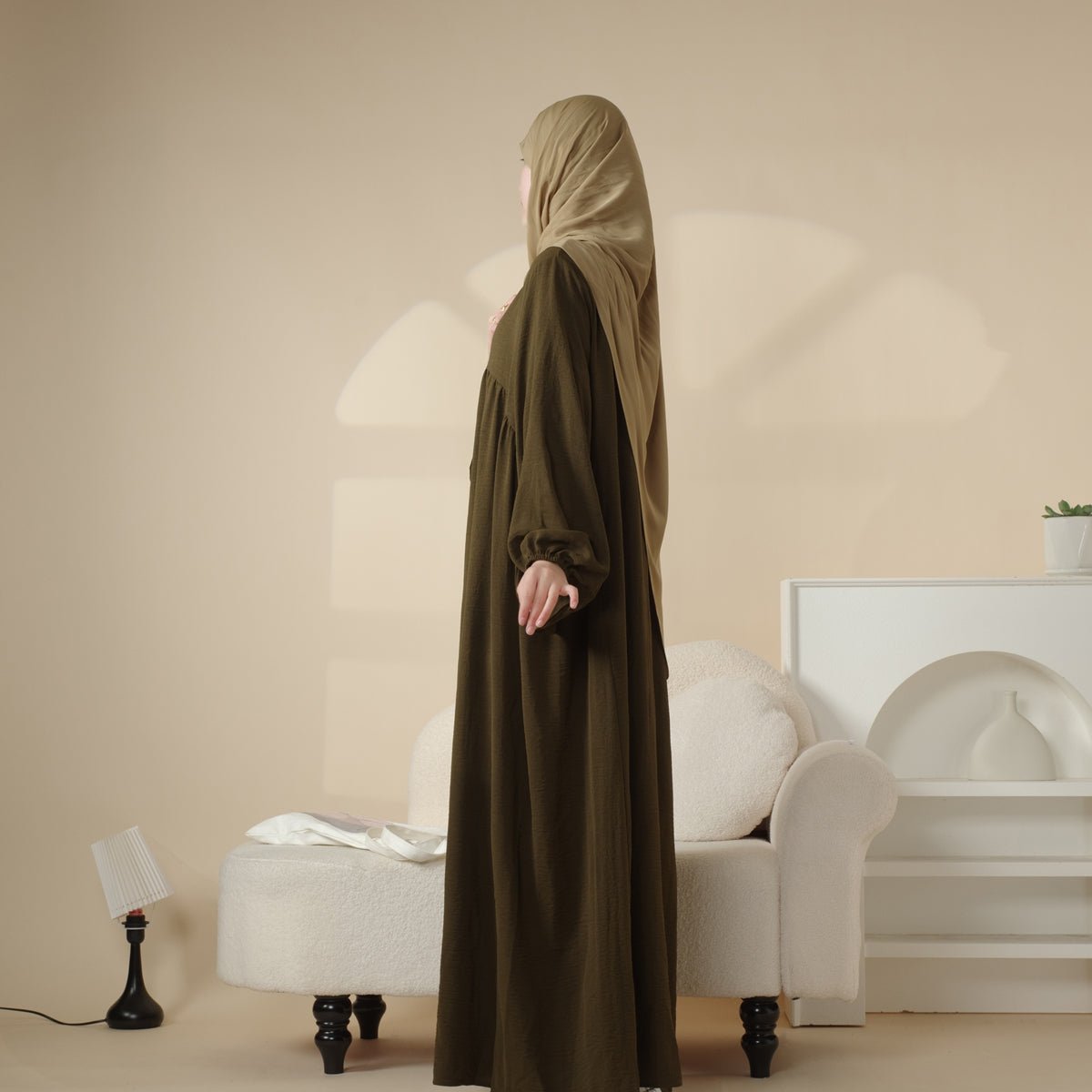 Mariam's Collection Reversible Abaya Made With Crepe Fabric (MA035) — product on model