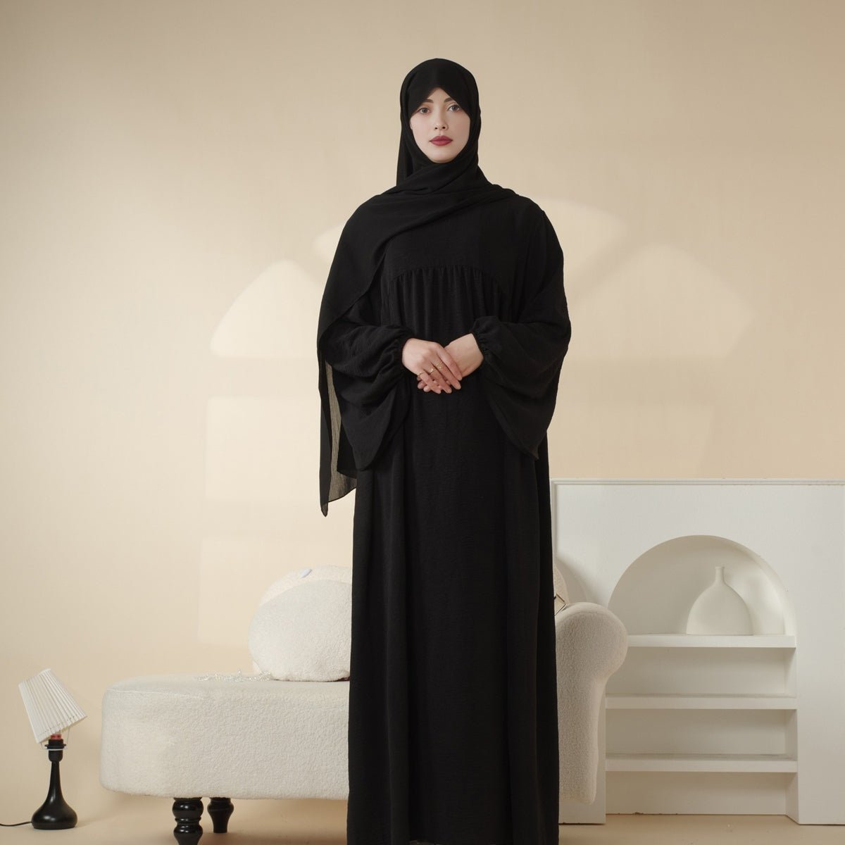 Mariam's Collection Reversible Abaya Made With Crepe Fabric (MA035) — Mariam's Collection branding close-up