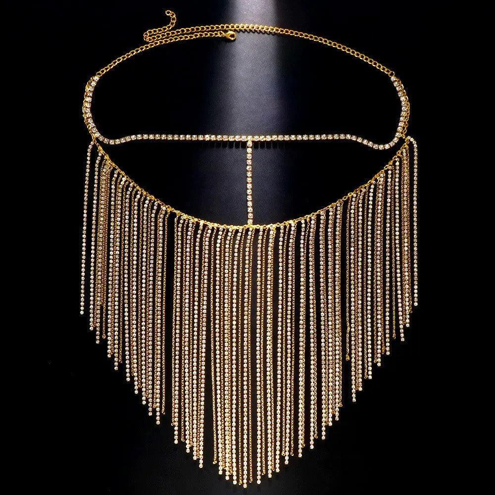 Mariam's Collection MAC054 Rhinestone Tassel Face Chain Mask - Bling Cover for Parties & Events — product category context