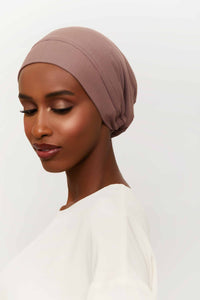 Ribbed Tie Back Undercap - Deep Taupe Extra Small Accessories Veiled 