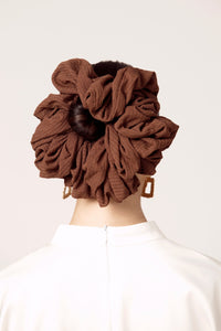 Ribbed Volume Scrunchie - Nutmeg Veiled Collection 