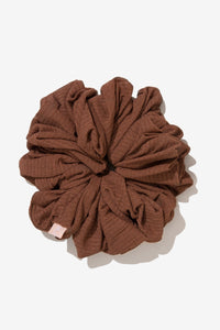 Ribbed Volume Scrunchie - Soft Brown Veiled Collection Large 