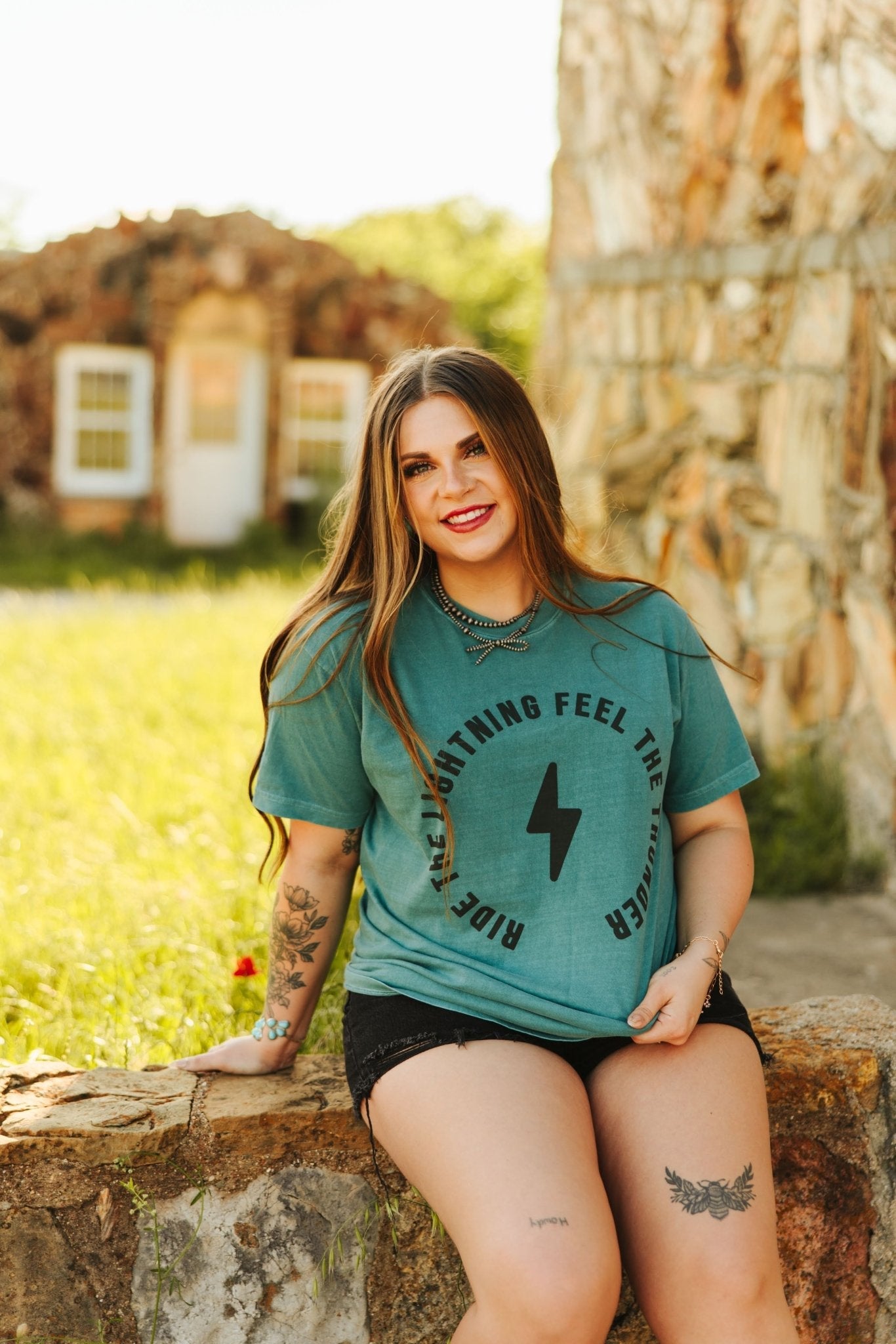 Wild Junkie Ride The Lightning Graphic Tee — construction detail