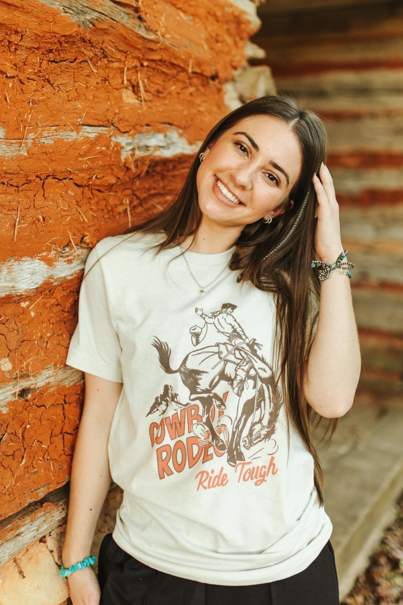 Wild Junkie Ride Tough Cowboy Rodeo Graphic Tee — Wild Junkie branding close-up