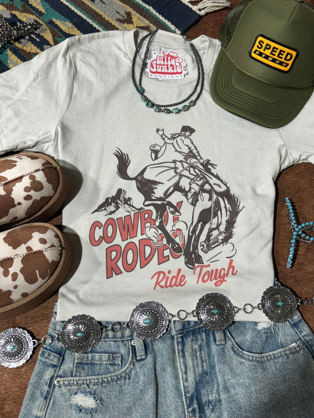 Wild Junkie Ride Tough Cowboy Rodeo Graphic Tee — detail shot 6