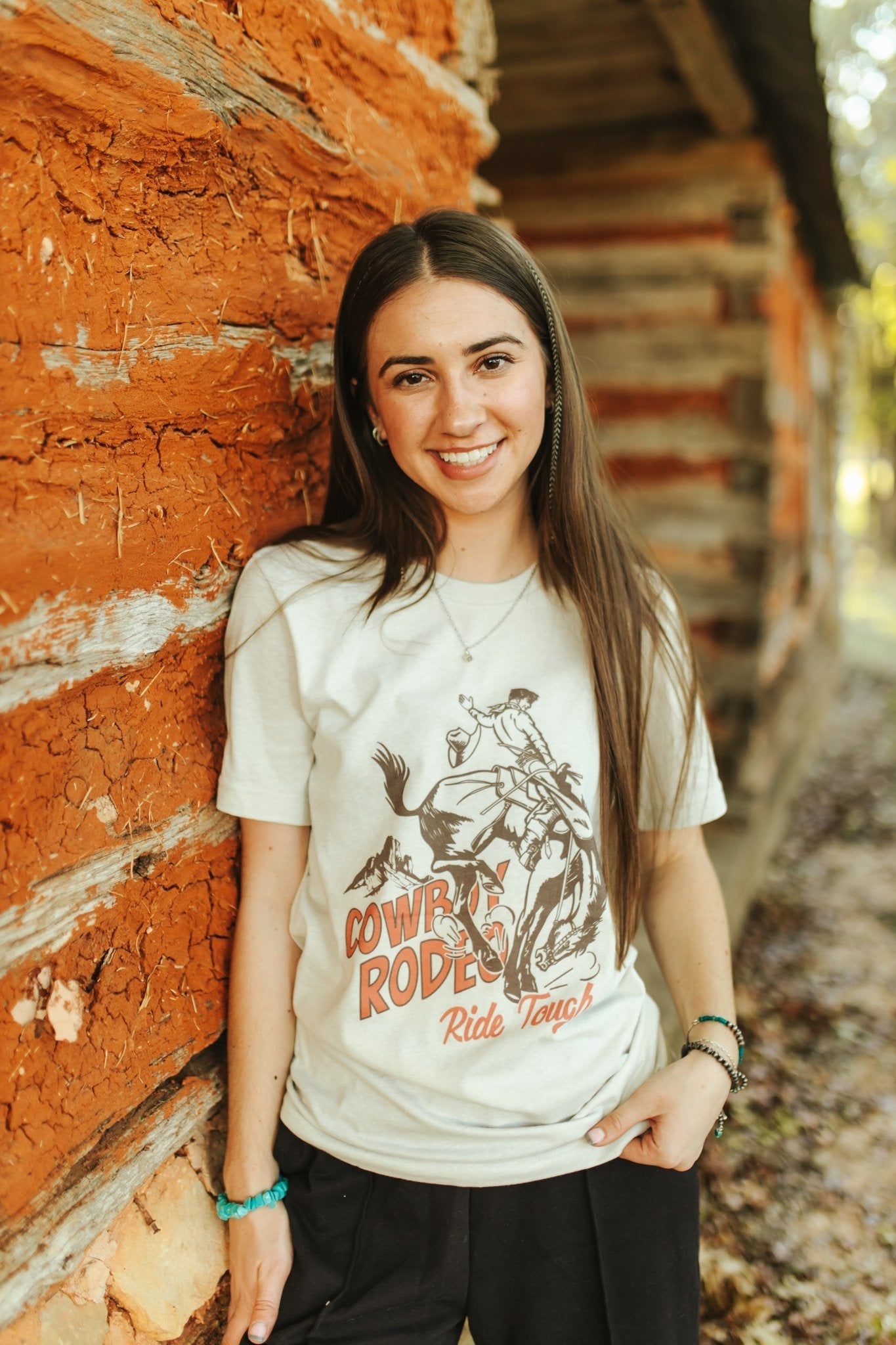 Wild Junkie Ride Tough Cowboy Rodeo Graphic Tee — construction detail
