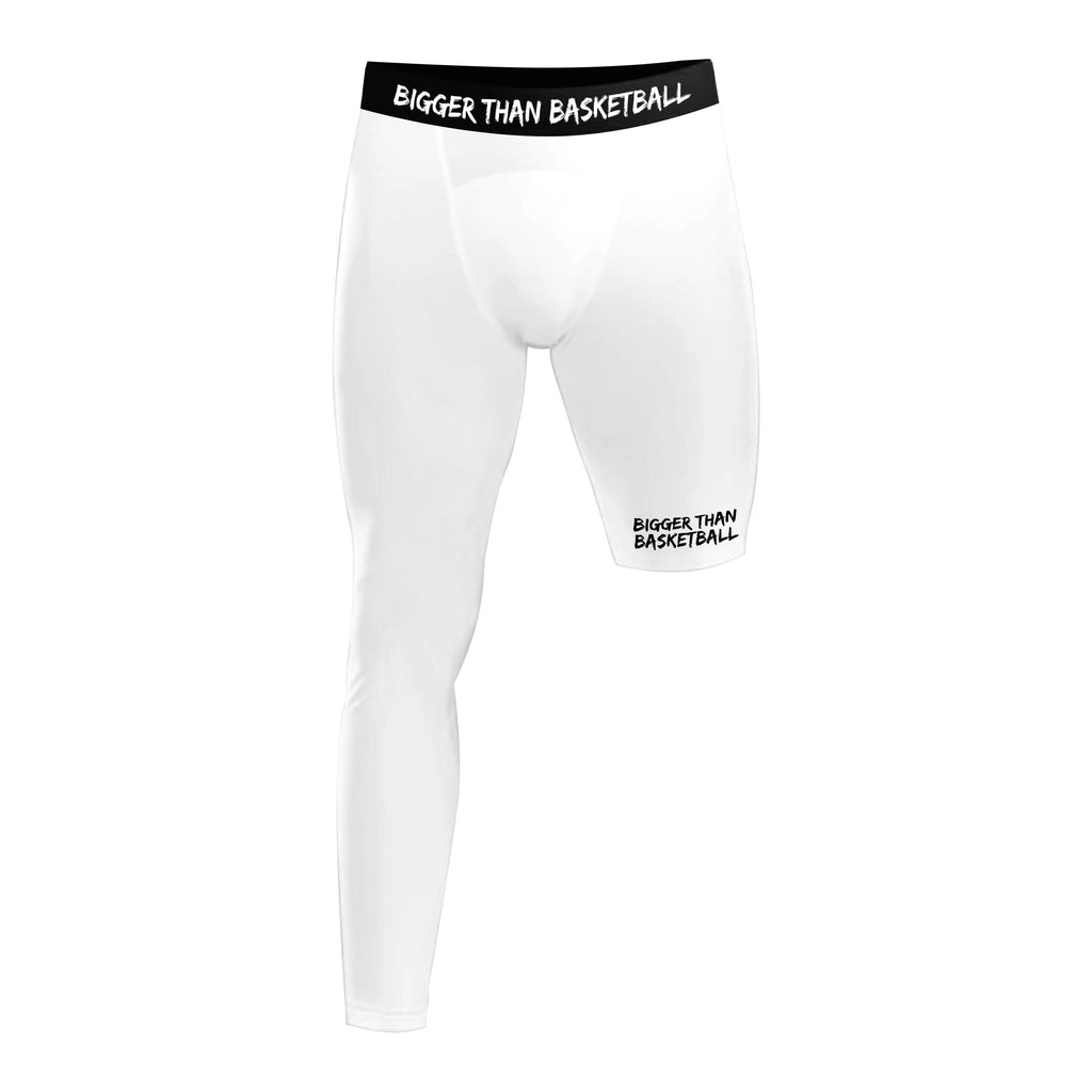 Bigger Than Basketball Single-Leg Compression Tights - Right - White — main product shot