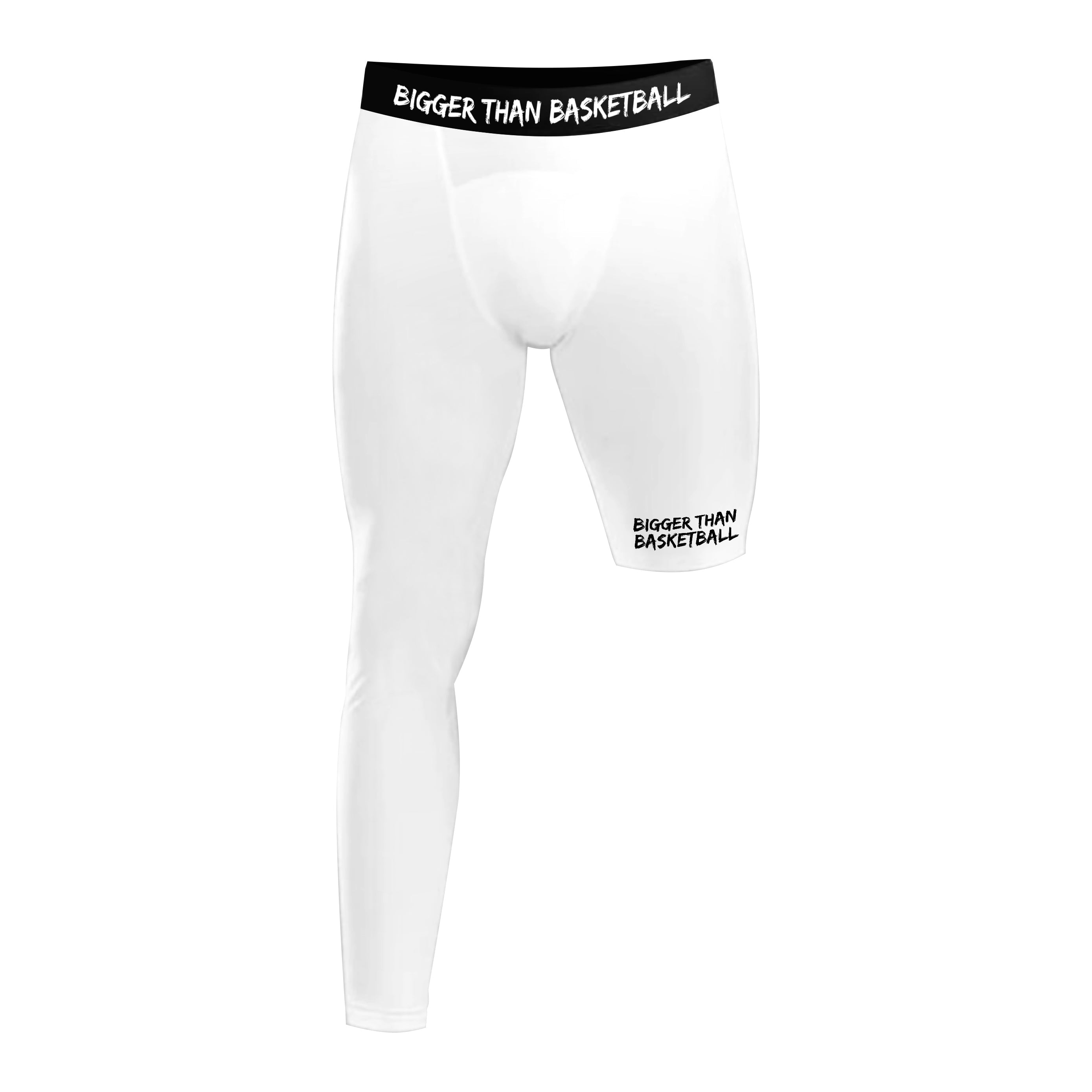 Bigger Than Basketball Single-Leg Compression Tights - Right - White — main product shot
