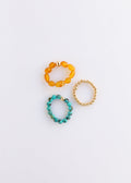 CanyonLeaf Natural Turquoise + 14k Gold Filled + Honey Amber || Ring Set Trio || — main product shot
