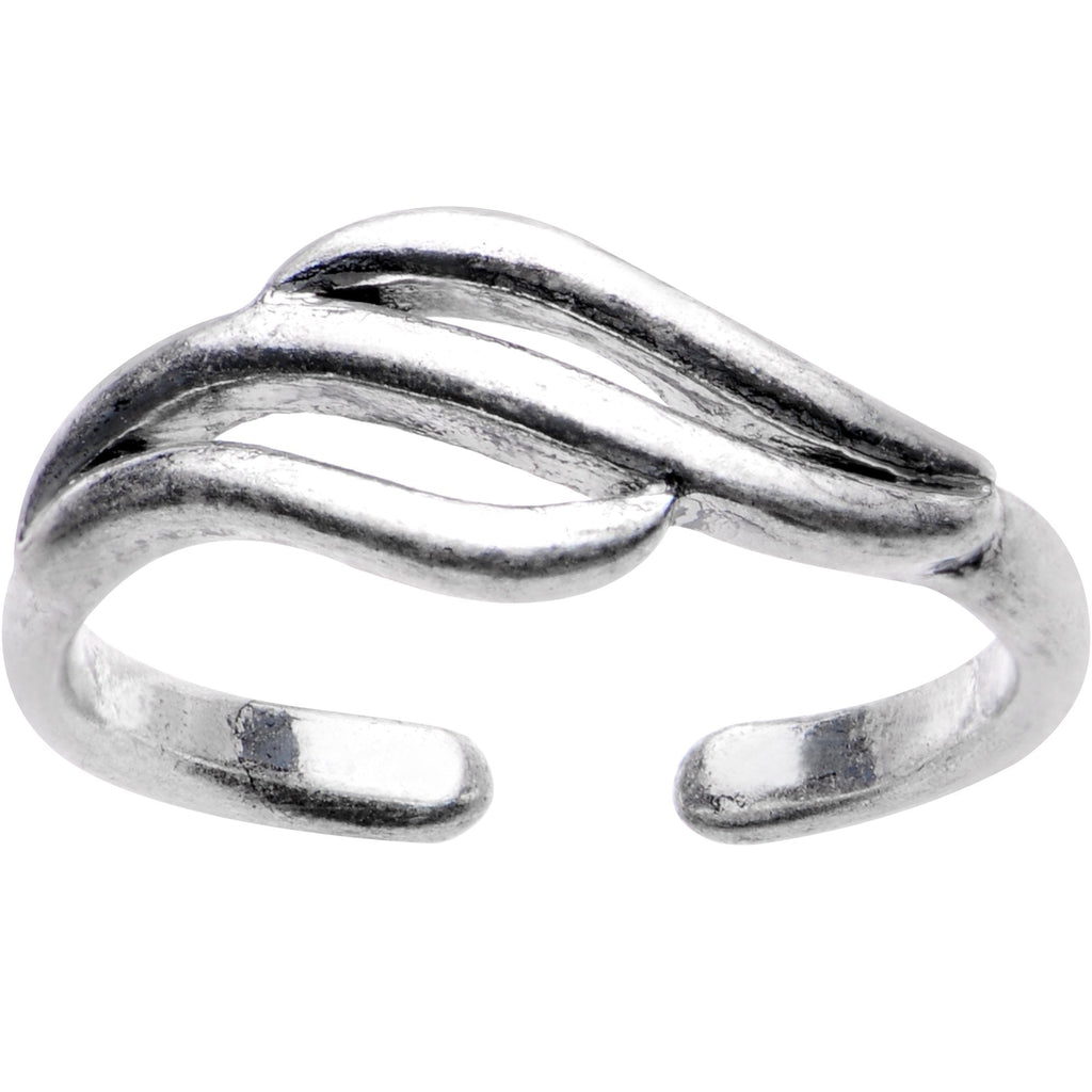 BodyCandy Silver Plated Leaves in the Wind Toe Ring — detail close-up